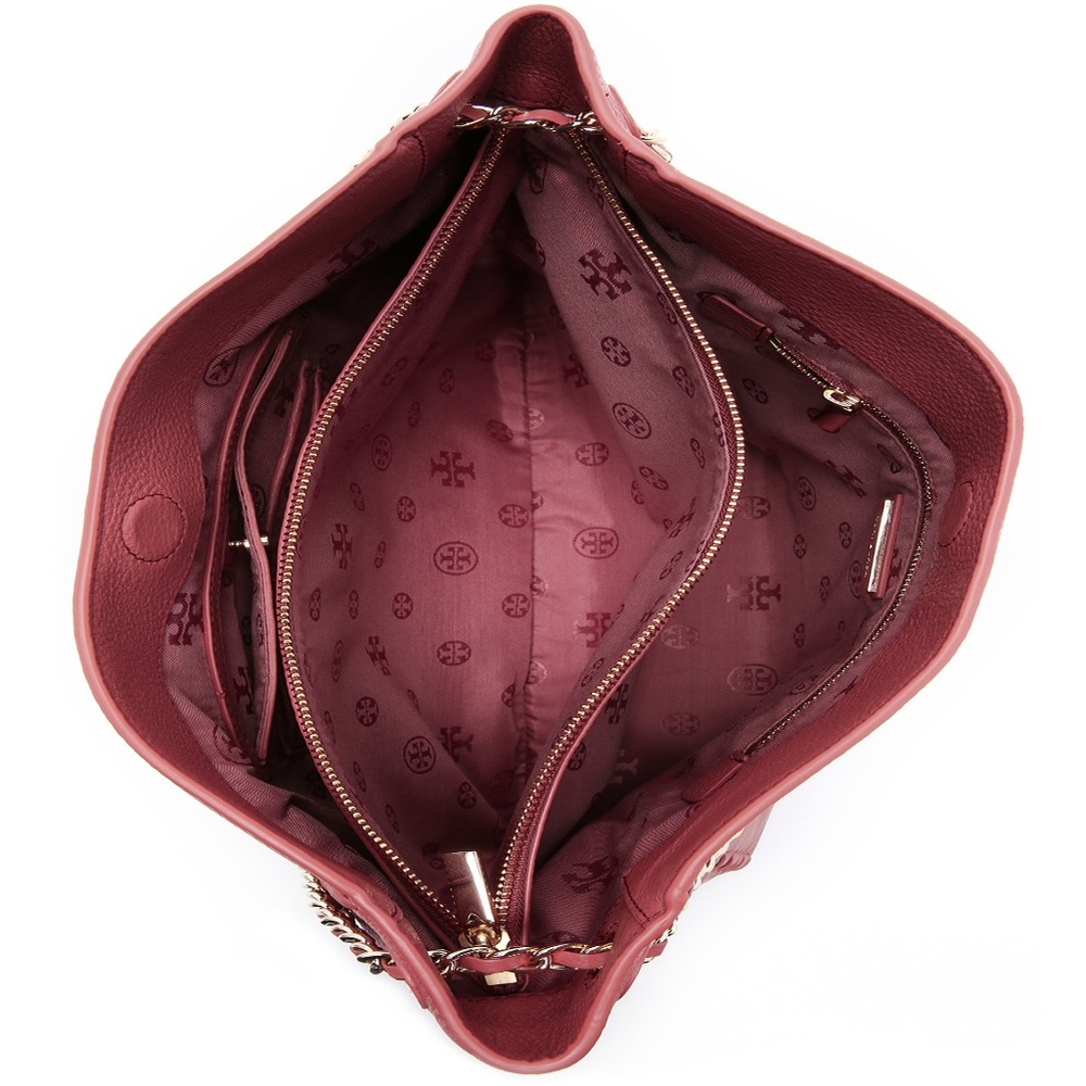 NWT Tory Burch Garnet/Red Slouchy Shoulder Tote - Picture 2 of 7